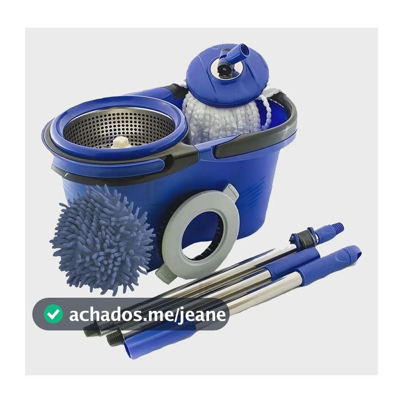 Esfregão Perfect Pro Mop 360° Balde Inox Cabo Longo Microfibra 16L