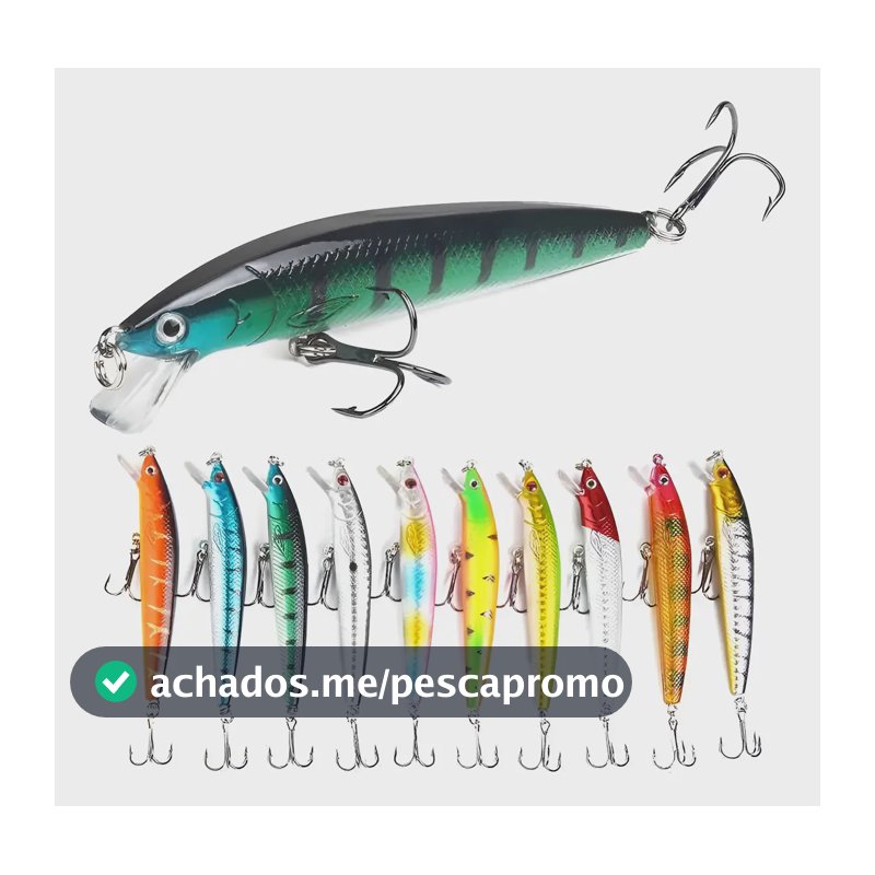 Kit 10 Isca Artificial 3d Pesca Tucunaré Dourado 10cm 9g Cor Colorido