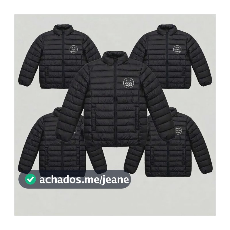 Kit 5 Casacos Puffer Unissex Personalizados Profissional Preto G Personalizado