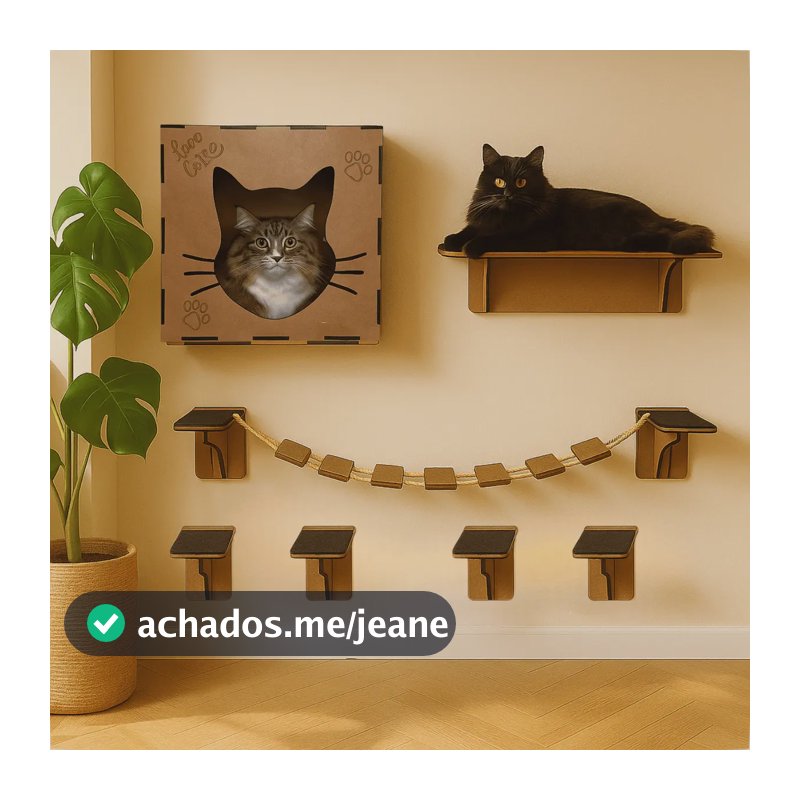 Kit Brinquedo Gato 7pcs Playground Gatos Em Mdf Cor Mdf 4mm Playground 7 Peças