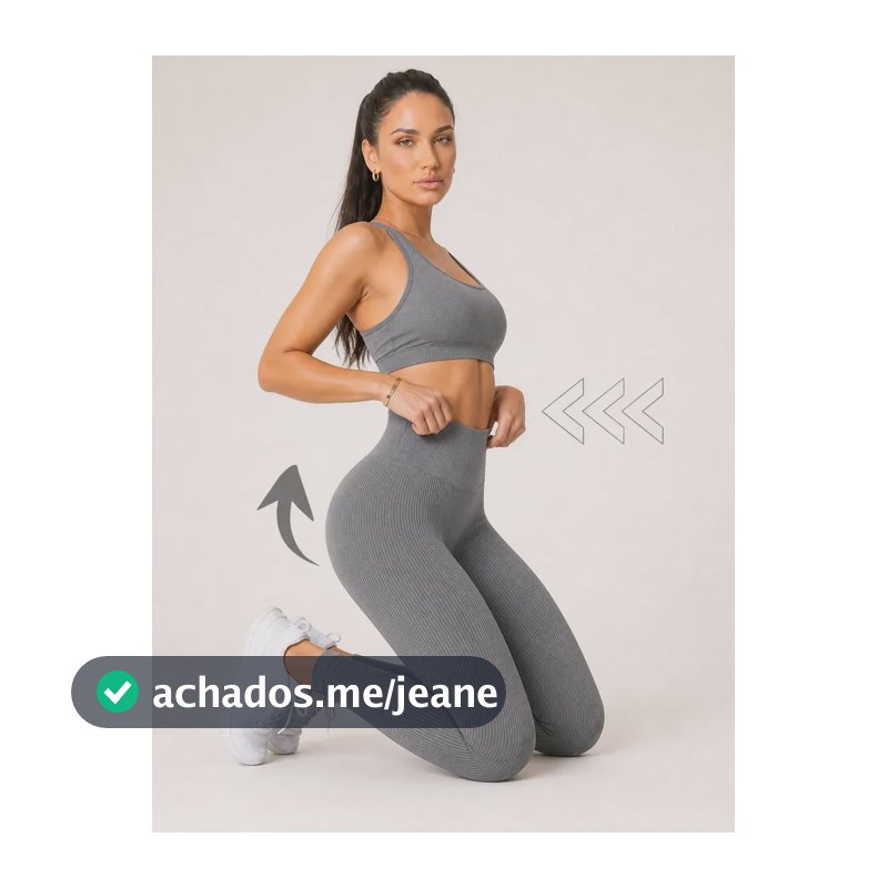 Calça Legging Canelada Feminina Academia Sem Costura Fitness Cinza Liso G/gg