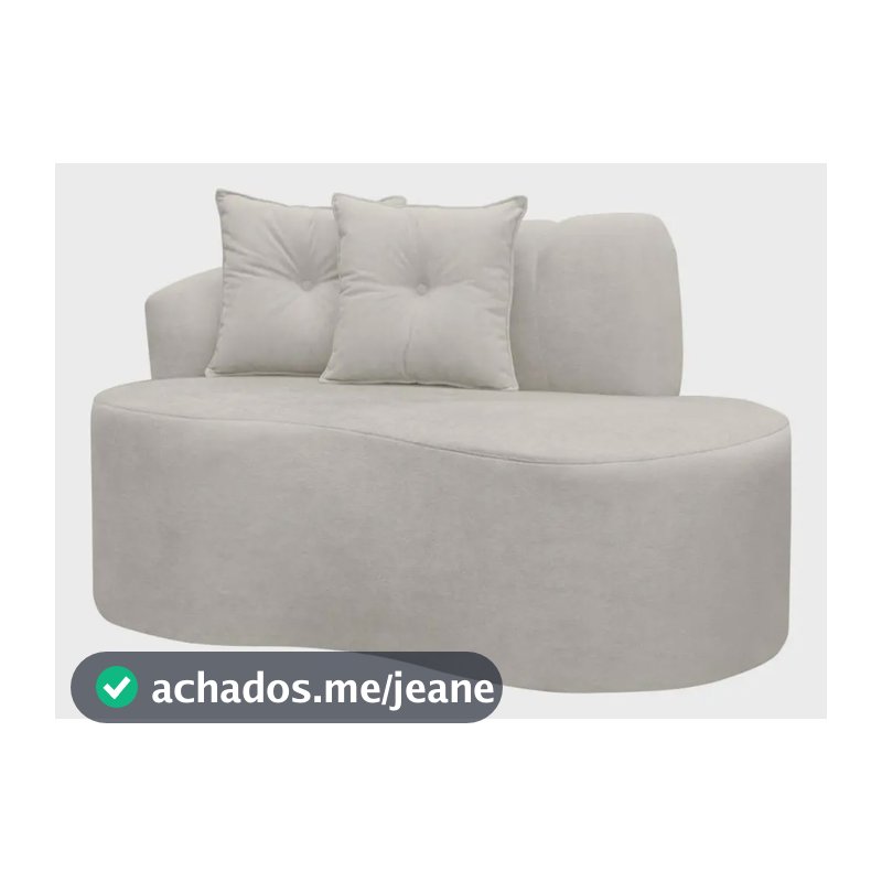 Sofá Curvo Orgânico Plaza 2 Pessoas Sala 145cm Bouclé Bege Bege Claro Liso
