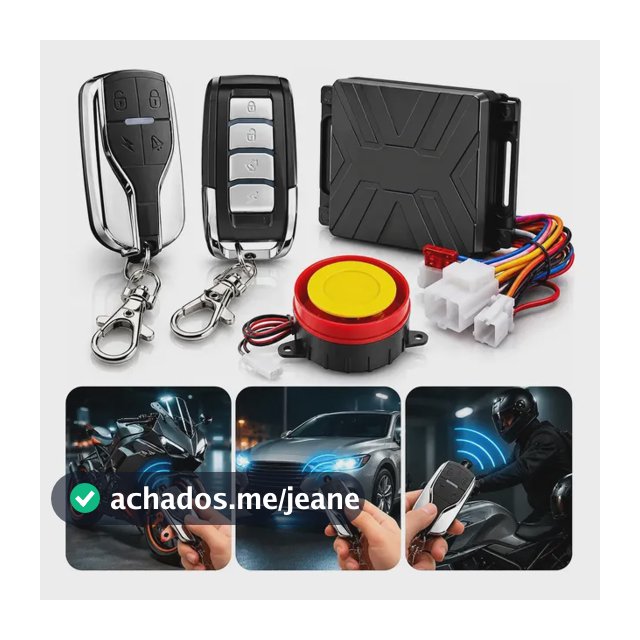 Alarme Para Moto Mega World Online Com Partida Remota, 2 Controles e Corta Corrente