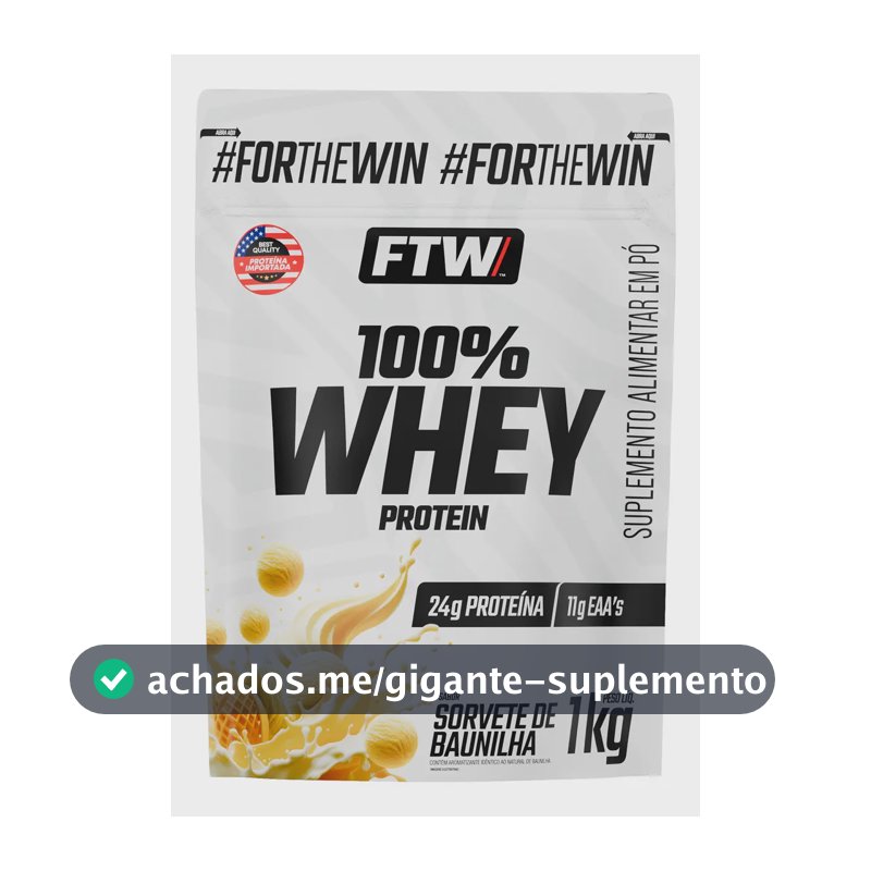 Whey Protein 100% Refil 1kg Sabor Sorvete De Baunilha - FTW