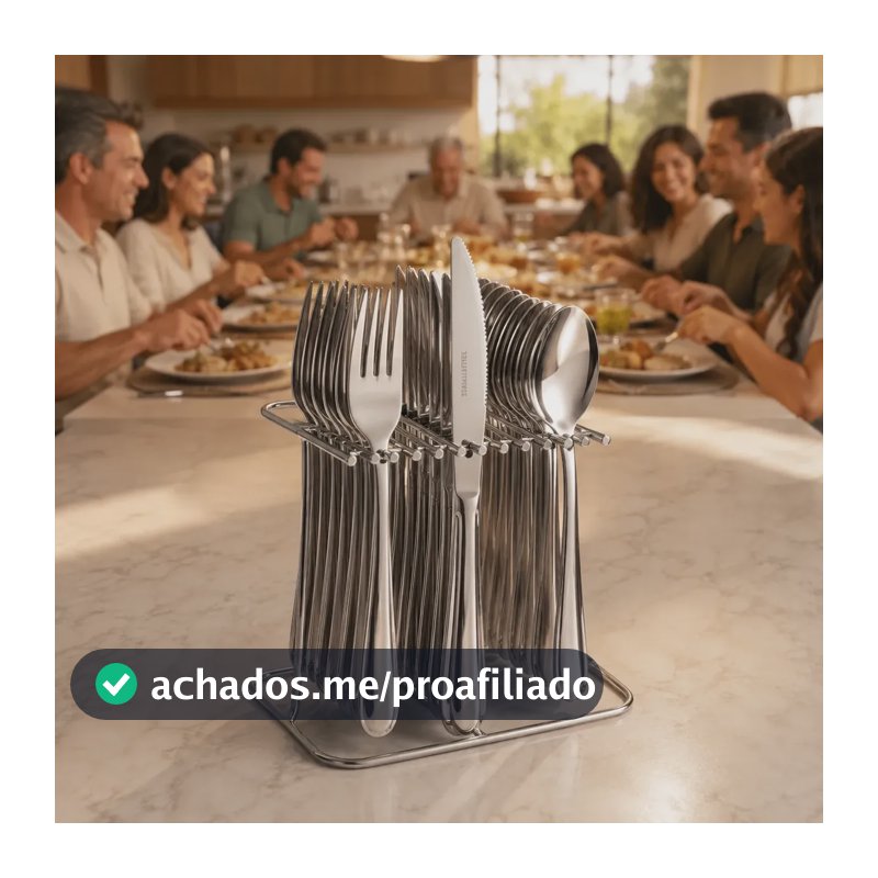 Faqueiro Inox 36 Peças Grandes Resistentes 12 Pessoas Prateado