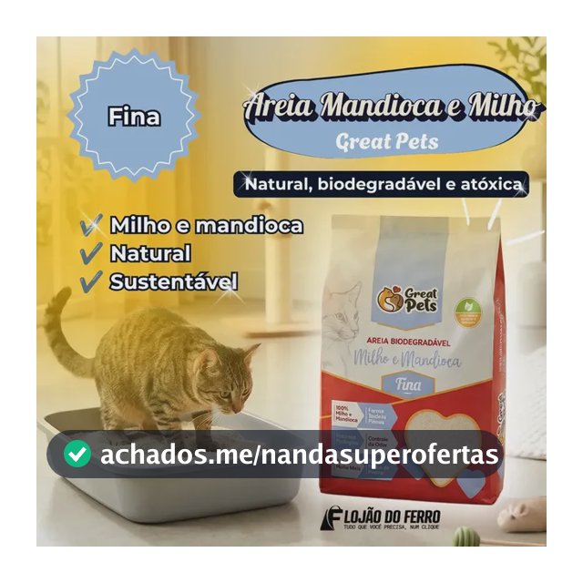 Kit 2 Areia Biodegradável Fina Great Pets Para Gatos - 2 Kg
