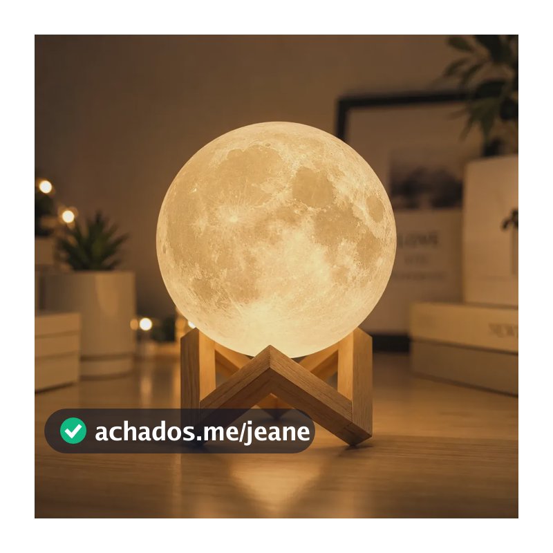 Luminária Lua 3d Led Abajur Bateria Quarto Decoração Marrom-claro Branco 127/220v