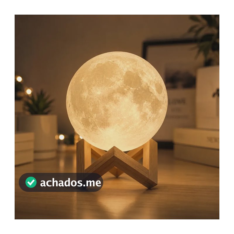 Luminária Lua 3d Led Abajur Bateria Quarto Decoração Marrom-claro Branco 127/220v