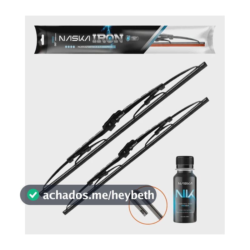 Palheta Limpador Para-brisa Naska Iron Encaixe Gancho Preto 206 1999 A 2020