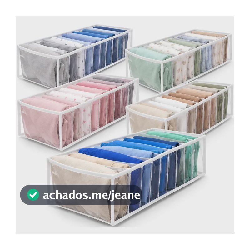 Kit 5 Colmeia Organizadora Gaveta 10 Nichos Roupas 40x20x10 Branco