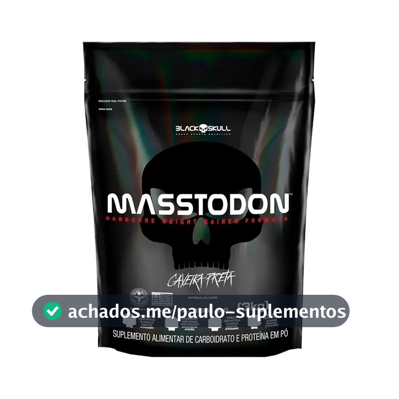 Hipercalórico Masstodon Massa 3kg Black Skull Sabor Chocolate