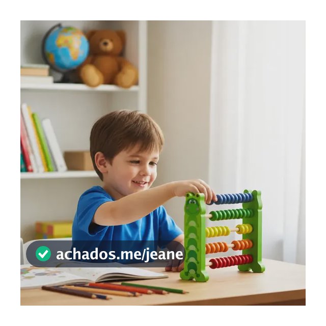 Ábaco Educativo Madeira 5 Hastes Animais Colorido Infantil
