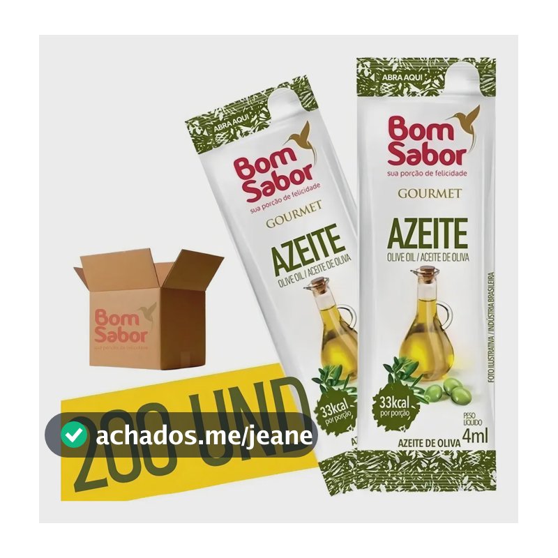 Sache De Azeite De Oliva Gourmet Bom Sabor 4ml - 200 Saches