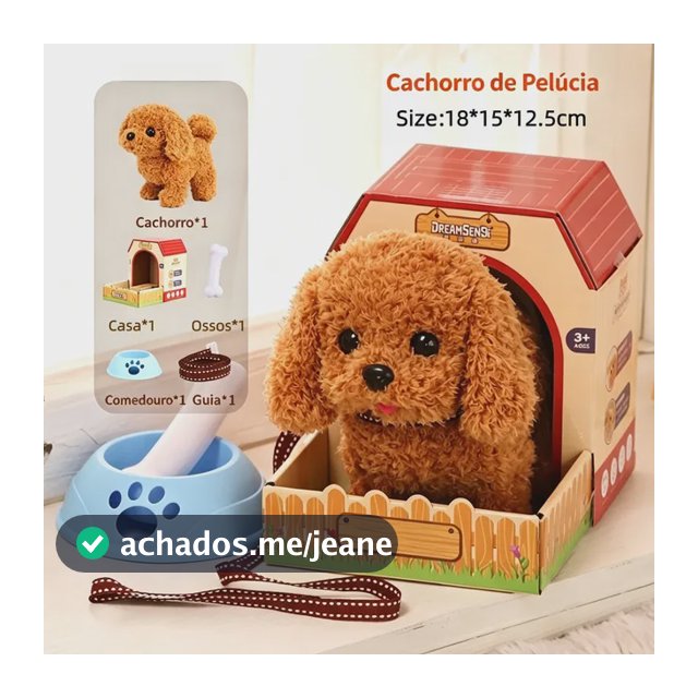 Cachorro Teddy De Pelúcia Eletrônico Interativo Para Criança Marrom