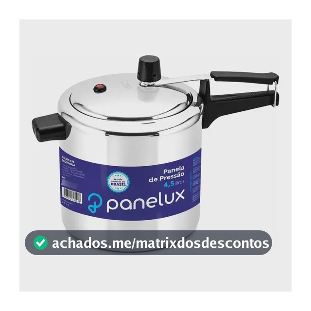 Panela De Pressão 4,5 Litros Alumínio Polido Panelux Classic Cinza