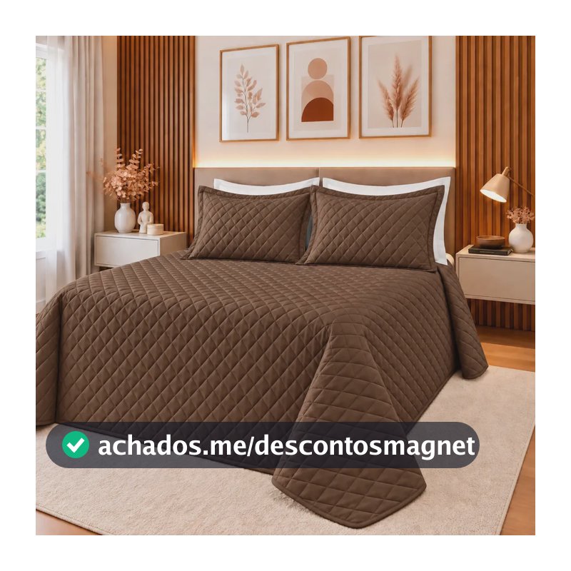 Cobre Leito Slim Queen Matelado Colcha Confortável Premium Marrom
