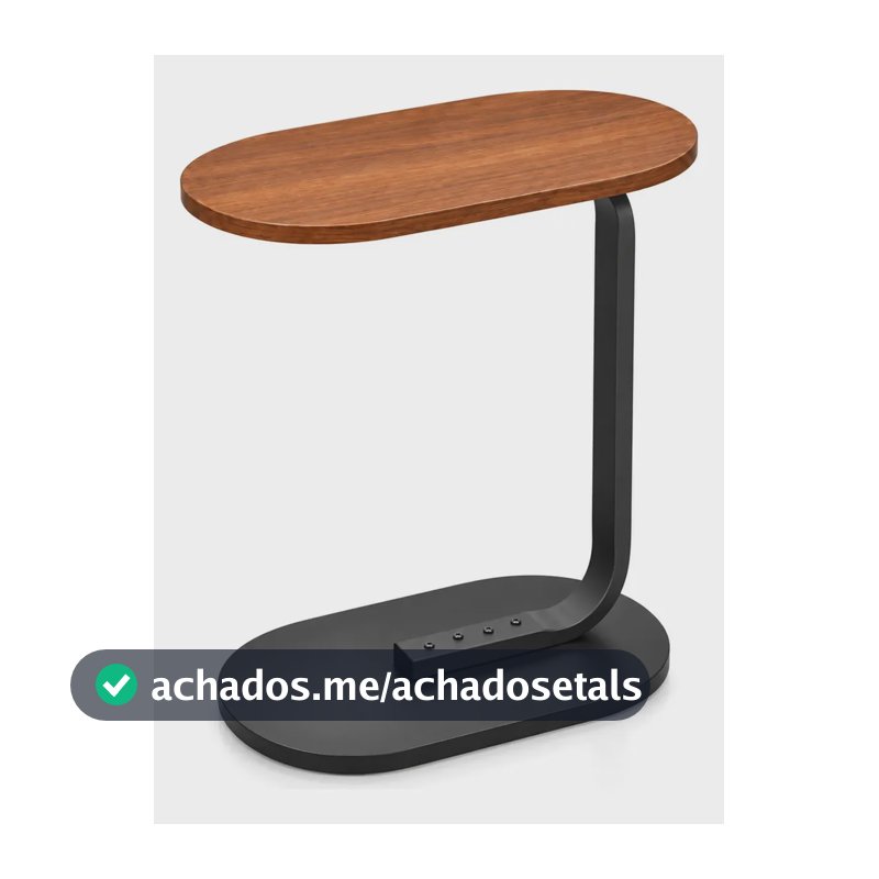 Mesa Suporte Lateral Mdf E Metal Sofá Sala Quarto Decorativa Marrom