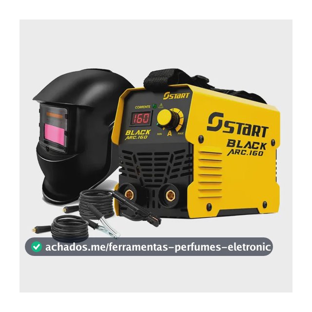 Kit Maquina Inversora De Solda Black Arc 160A Tig Mma 3300W Com Máscara Para Solda Fotossensível