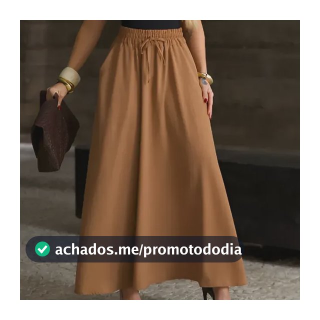 Saia Longa Feminina Com Bolsos E Elástico Na Cintura