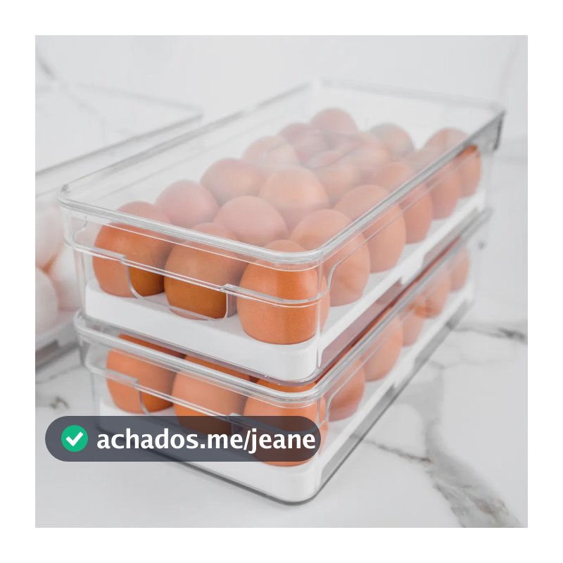 Organizador De Geladeira Porta Ovos 18 Unidades Com Tampa Transparente
