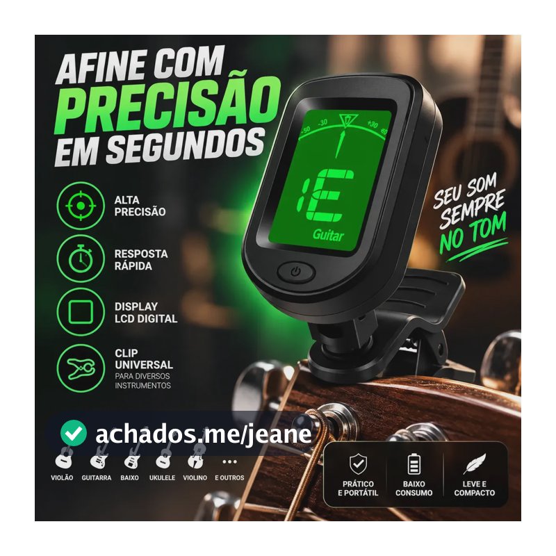 Afinador Digital Eletrico Violão Guitarra Baixo Ukulele Cor Preto