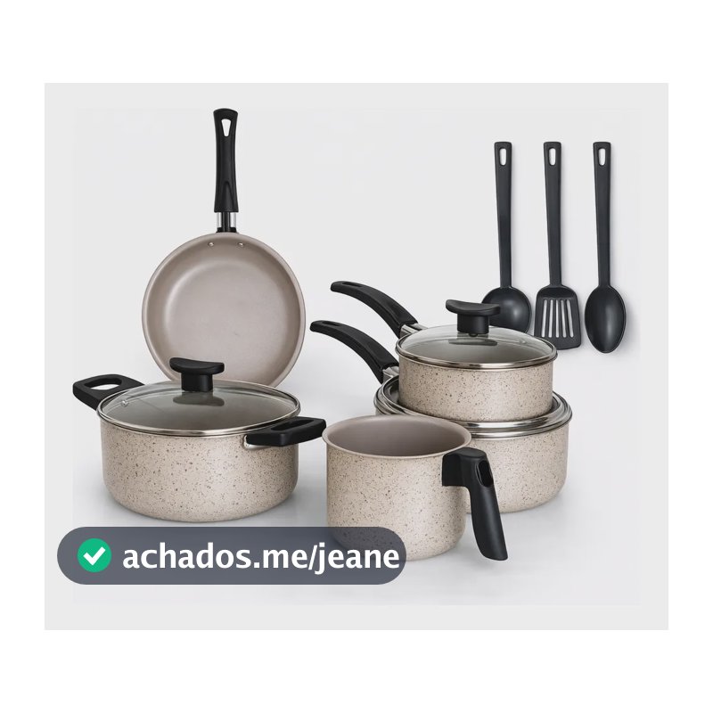 Jogo De Panelas 8 Peças Teflon Antiaderente Cozinha Completa Marfim