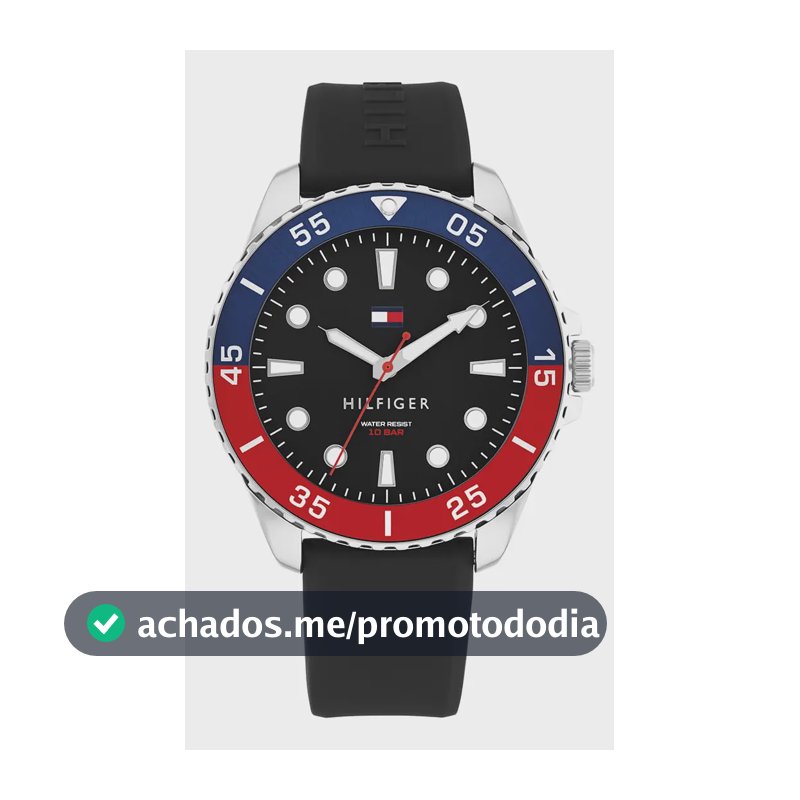 Relógio Tommy Hilfiger Masculino Borracha Preto 1792201 Preto