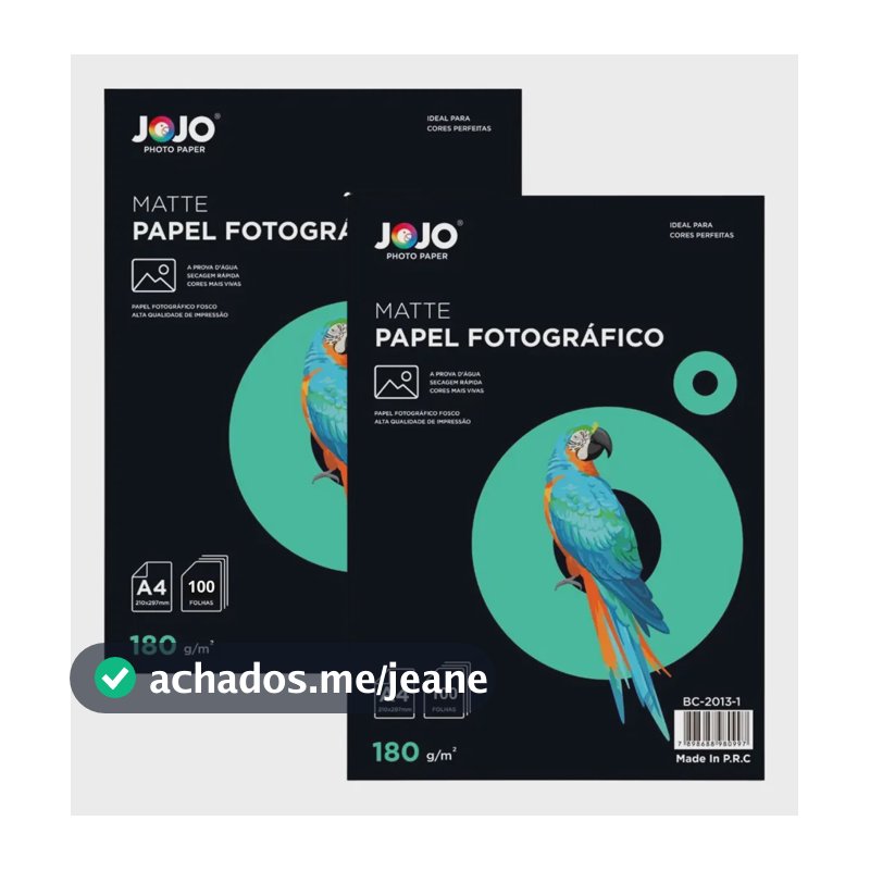 Papel Fotográfico Matte Fosco 230g Jojo A4 Branco 200 Folhas