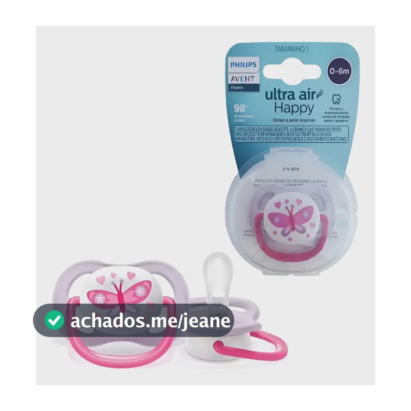 Chupeta Ultra Air Decorada 0-6 Meses Menino Menina Avent Cor Borboleta