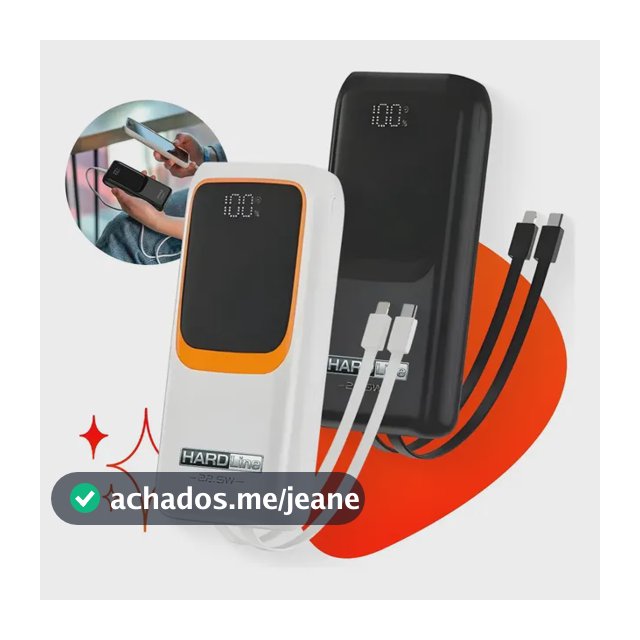 Power Bank Turbo Carregador Portátil 20000mah Turbo 22.5w Premium Universal Rápida Carga Para Celular iPhone Xiaomi Motorola LG Smartwatch Tablet Display Digital Viagens Festa Ios Hardline Preto Ou B