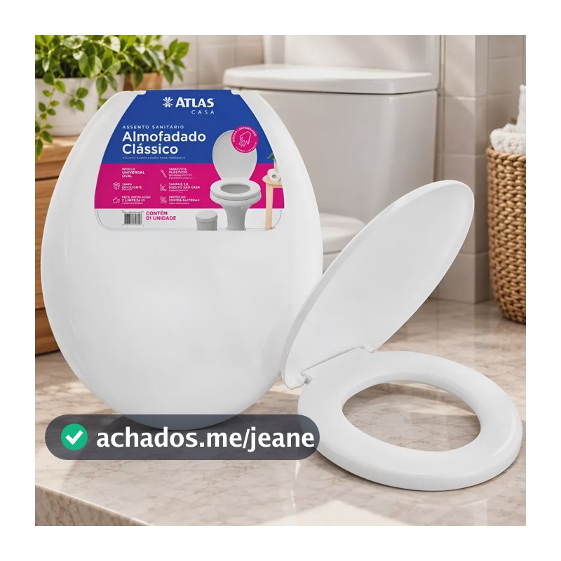 Assento Sanitario Almofadado Tampa Privada Vaso Oval Branco