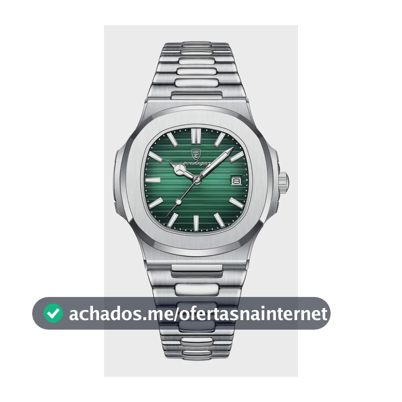 Relógio Poedagar 613 Aço Inoxidável Quartzo Fundo Verde 41mm Resistência Água