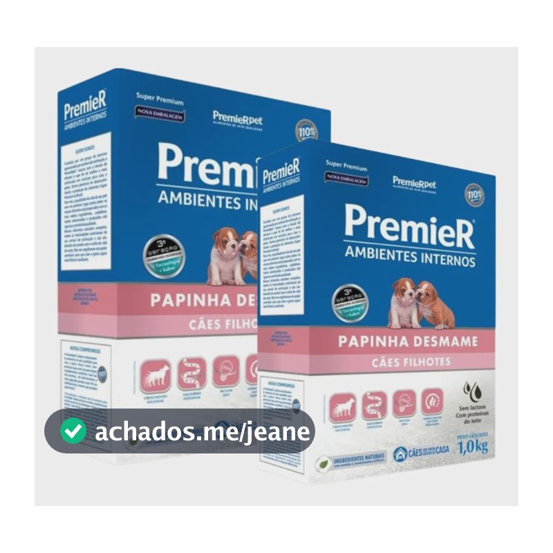 Kit 2 Papinhas Premier Desmame Ambientes Internos Cães 1.0kg