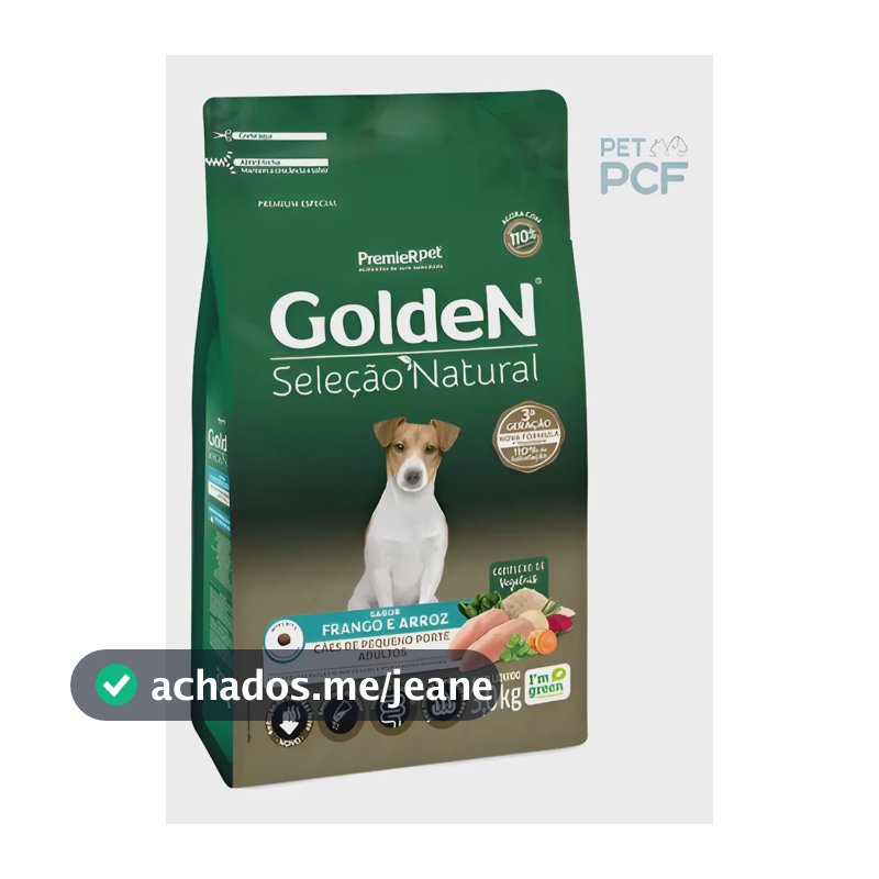 Ração Golden Seleção Natural Cães Adultos Mini Bits - 3kg