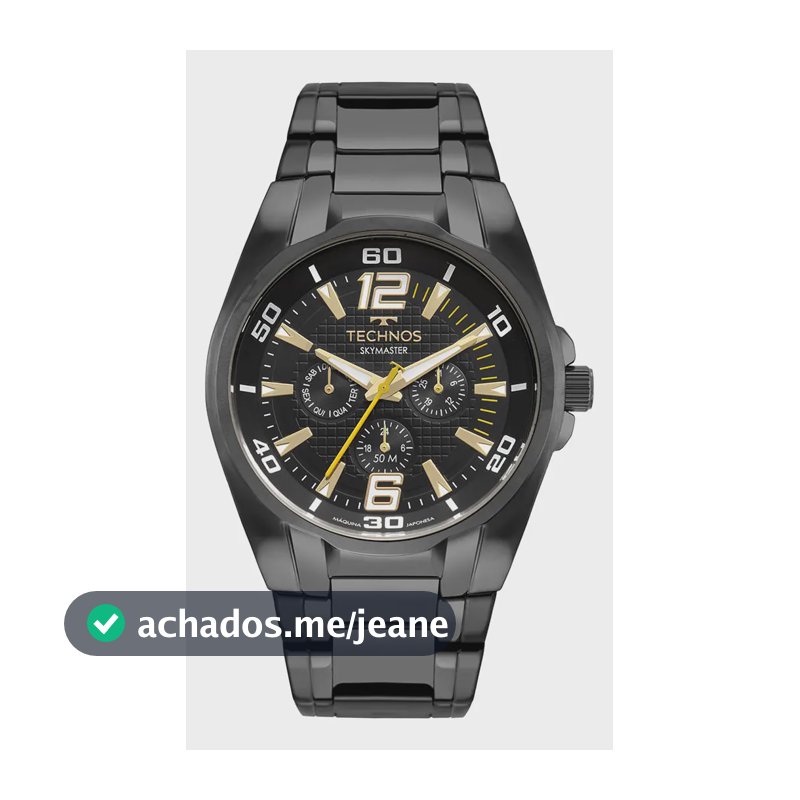 Relógio Technos Masculino Skymaster Preto - 6p79cf/1p