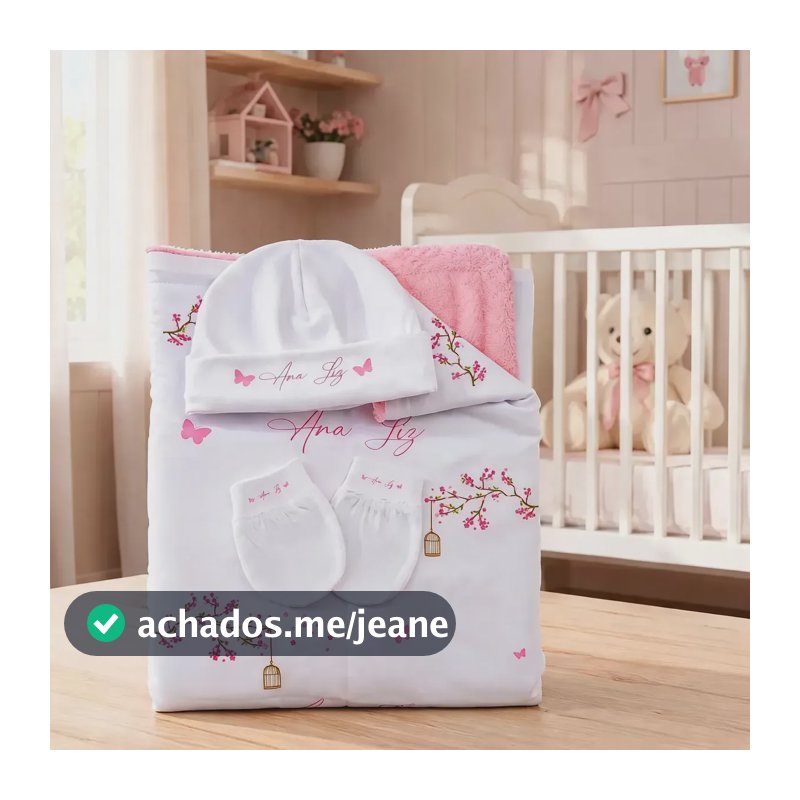 Manta Infantil Personalizada Com Nome Para Recém-nascido Jardim Encantado Branco