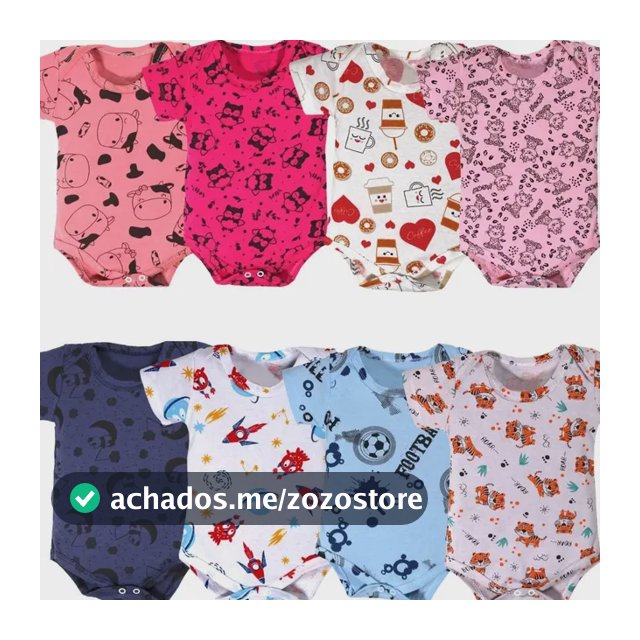 Kit 4 Pçs Body Bebe M/curta Estampado Algodão Menina/ Menino