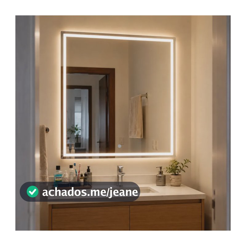 Espelho 60x60cm Jateado Com Led 3 Cores Touch Decorativo