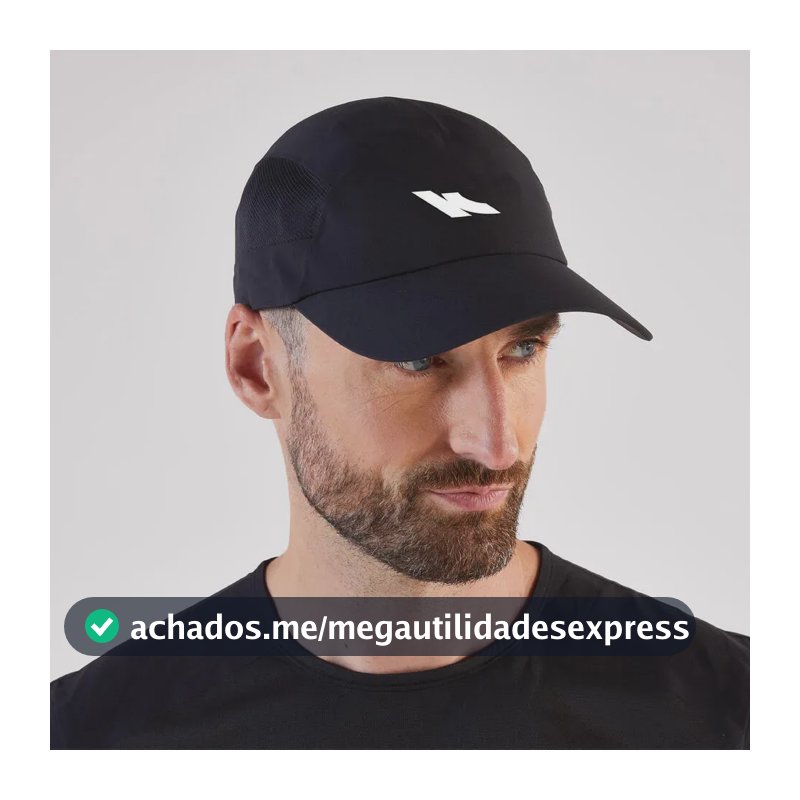 Boné Preto Kiprun V2 Unissex Corrida Liso Kiprun