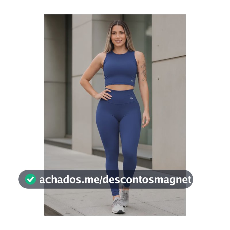 Conjunto Blackout Zero Transparência Legging E Cropped Suple Azul-marinho G