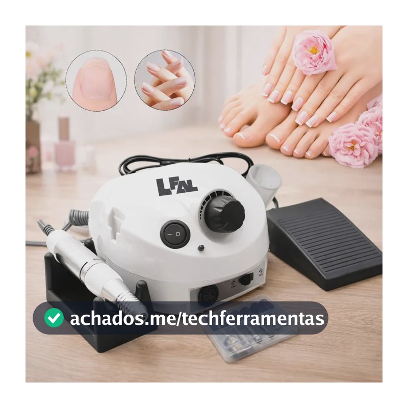 Lixadeira De Unha Motor Elétrica Nail Drill Profissional Gel Portátil Porquinho Potente Lixa Salão Manicure Lixador Aparelho Com Pedal Caneta Polidora Design 45000 Rpm Cor Branco Lfal