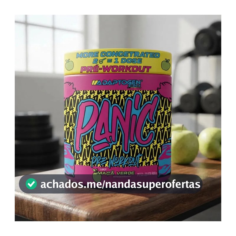 Suplemento Em Pó Adaptogen Science Panic Pré Treino com creatina Pote 300g Sabor maçã verde