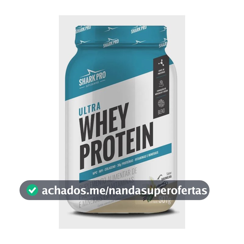 Whey Protein Concentrado Shark Pro Baunilha 907g para Massa Muscular
