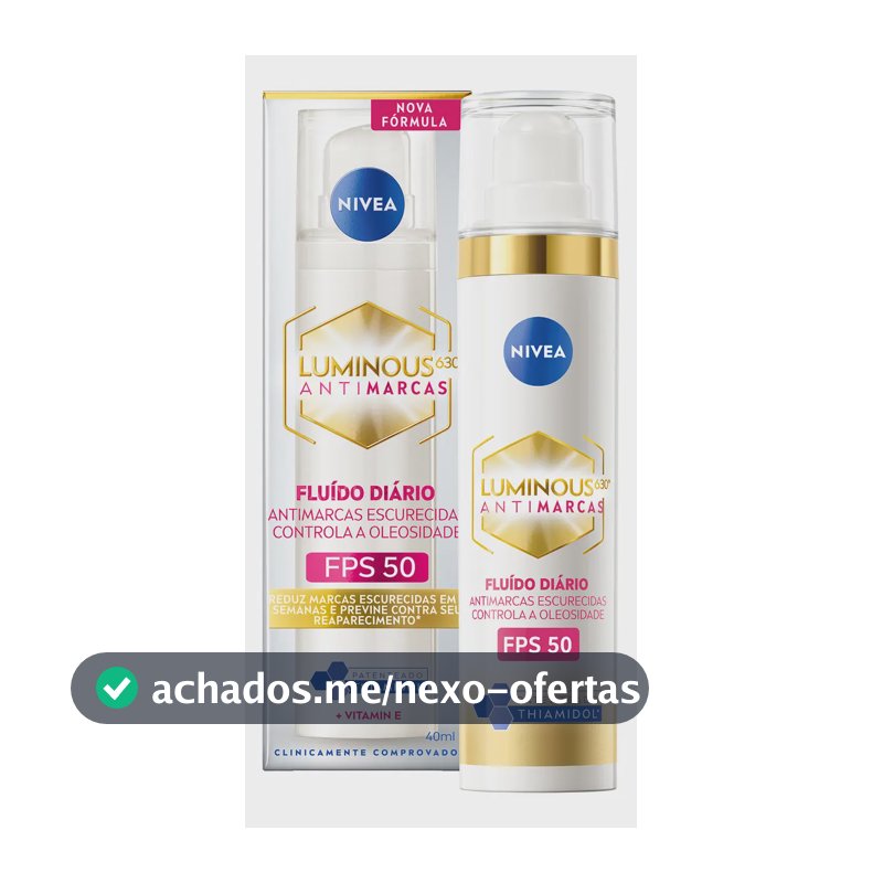 NIVEA LUMINOUS 630® Fluido Facial Antimarcas FPS 50 40ml, Previne e Reduz Marcas Escurecidas, Proteção UVA/UVB, Pele Uniforme
