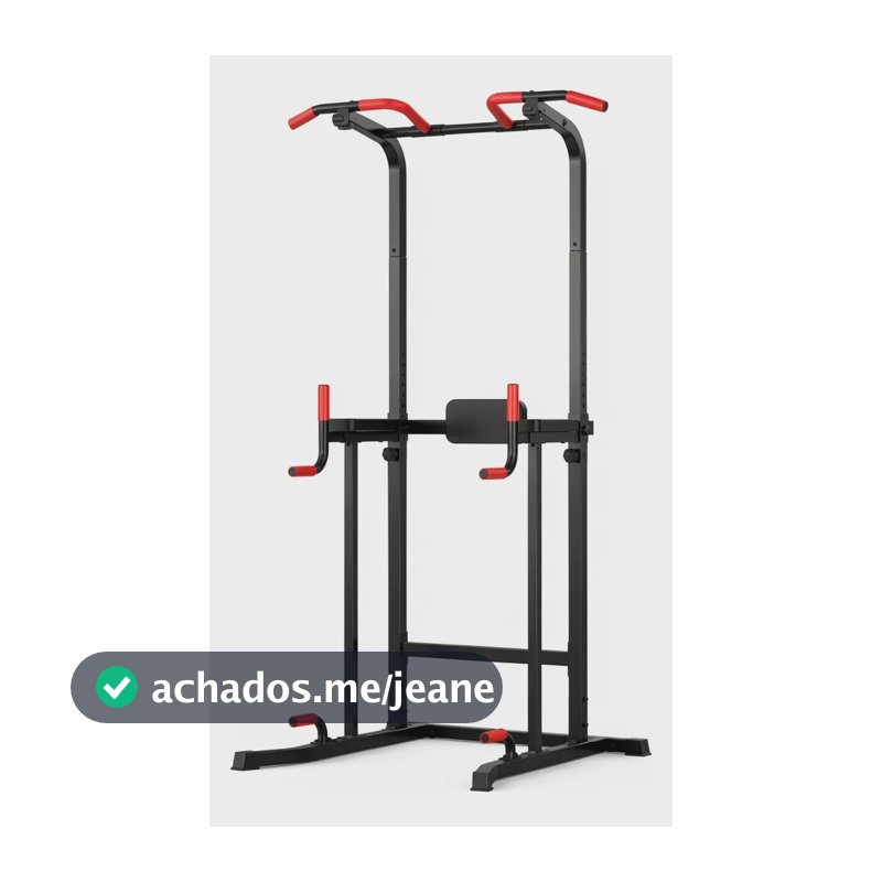 Estação Musculação Aparelho Barra Fixa 150kg 5em1 Ajustável Preto Vermelho