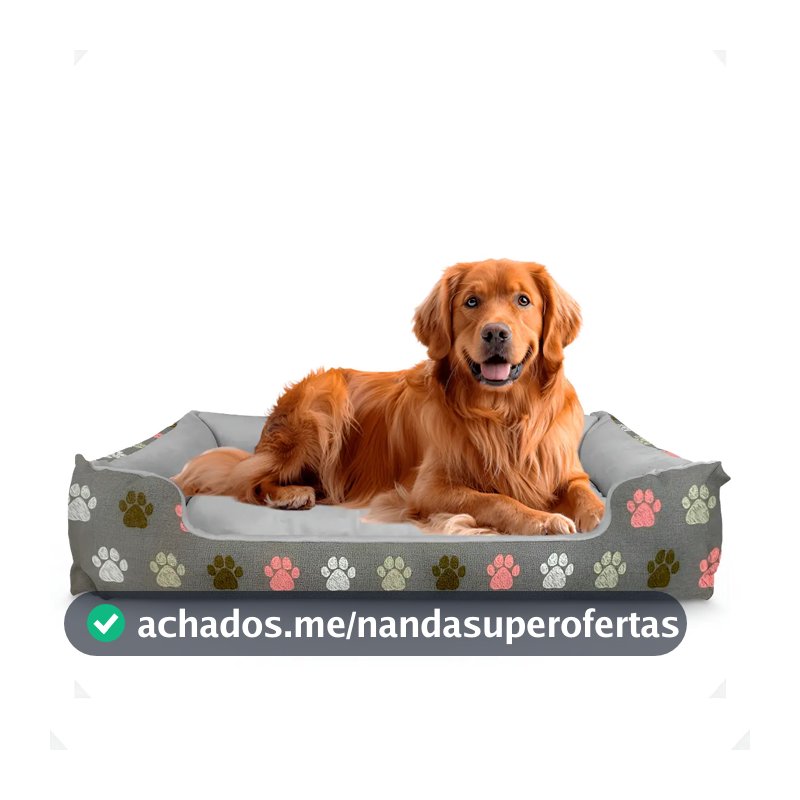 Cama Pet Extra Grande Xg Lavável Cachorro Porte Grande Cor Pata Cinza