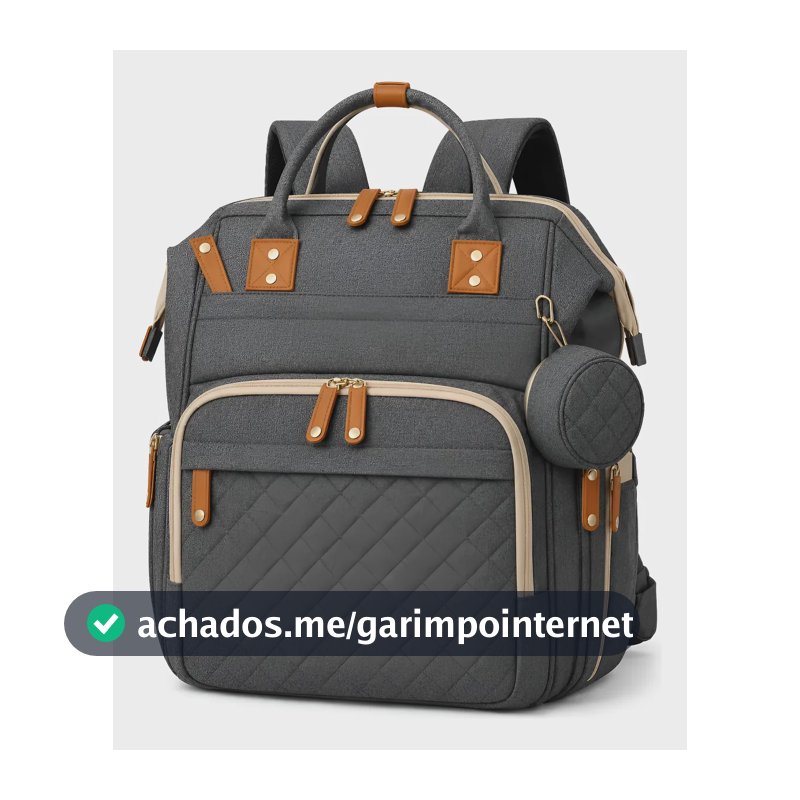 Mochila Bolsa Maternidade Térmica Presente Bebê Versão Luxo Cinza-escuro Nuvem/bebe/bolsa/multifuncional/termica