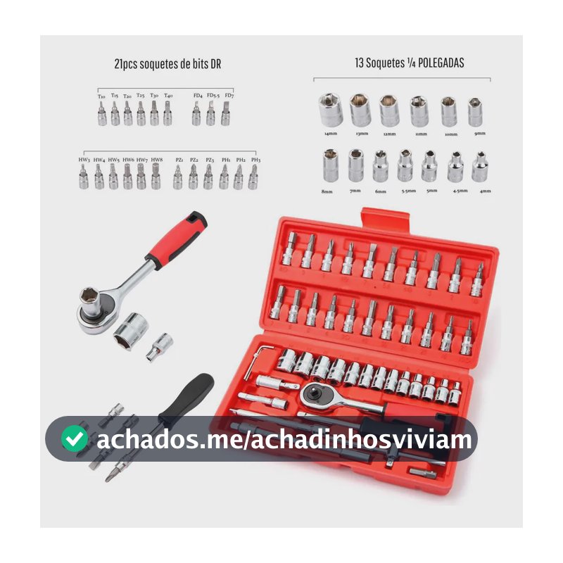 Kit Chaves Catraca Reversivel Soquetes + Maleta