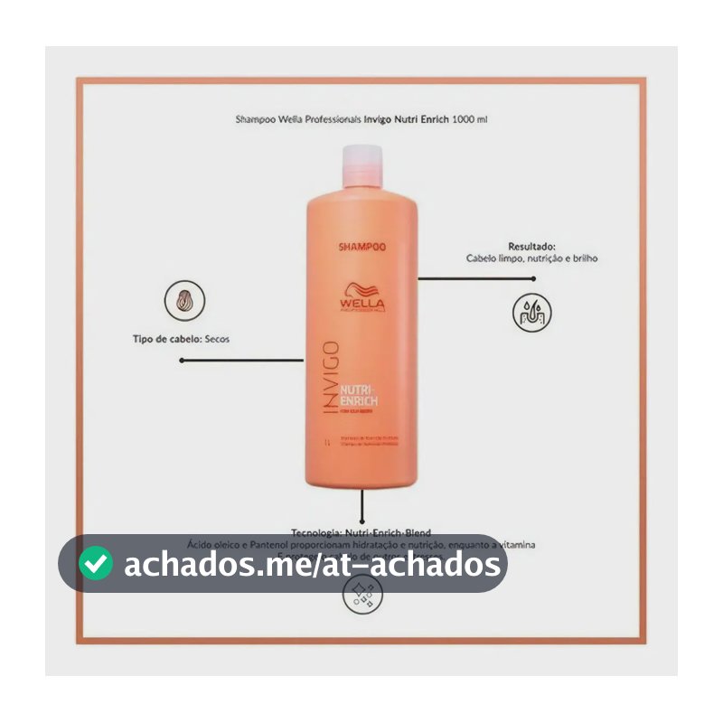 Shampoo Wella Invigo Nutri Enrich - Nutrição Cabelos Secos Danificados 1 Litro