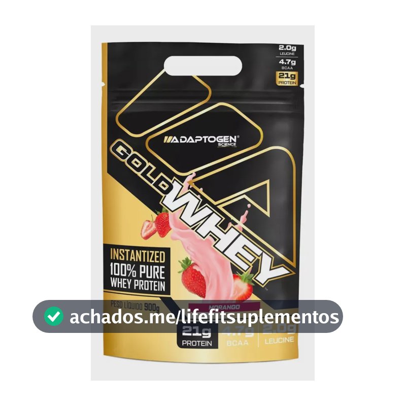 Adaptogen Science Gold Whey Refil Concentrado 900g Sabor Morango